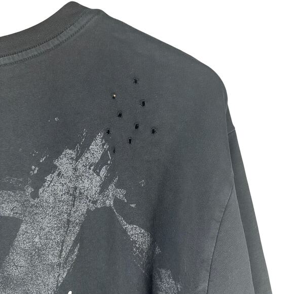 YoungLA Distressed Long Sleeve Oversized T shirt Black Small - Picture 3 of 9